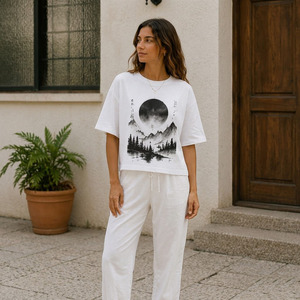 T-shirt personnalisé pour femme, coupe ample, 100% coton, jersey simple, évacuation de l'humidité, tee-shirt d'été - Product Image 2