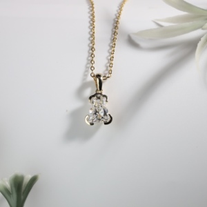 Women's Yellow Gold Cute Teddy Bear Diamond Pendant Necklace Classic <b>Crystal</b> <b>Animal</b> Charm <b>Crystal</b> Bezel-Set Smooth Party Gift - Product Image 1