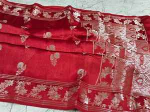 Sari de Seda Pura Monga Banarasi Meenakari Buta Suave con Pallu de Diseño Exquisito y Borde Decorativo, Ideal para Fiestas Tradicionales, Protección Solar y de Secado Rápido - Product Image 2