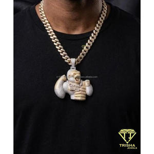 Pendentif Personnage Animal Sertie de Diamants Ronds de Laboratoire en Argent Sterling 925 – Collier Hip Hop de Luxe - Product Image 5