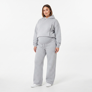 Conjunto de Sudadera con Capucha y Pantalones de Chándal de Maternidad para Mujer, Personalizado con Cremallera, de Forro Polar Grueso de 450 g/m², para Embarazo - Product Image 1