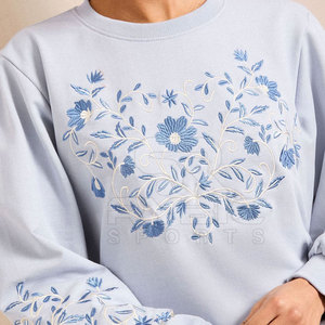 Sweat-shirt en coton personnalisé avec logo brodé pour femme, respirant, coupe ample, vêtements décontractés à vendre - Product Image 4