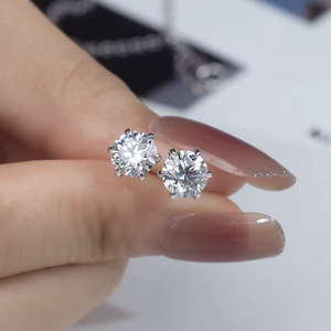 Pendientes de Diamantes de Oro Blanco para Mujer, Corte Brillante Redondo, Color G, Estilo Clásico, Joyería para Boda - Product Image 6