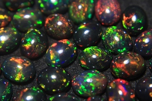 Natural Black Ethiopian Opal Gemstone Oval Cut Cabochon with Multi Color Play of Color or <b>Fire</b> for Jewelry Making - Product Image 3