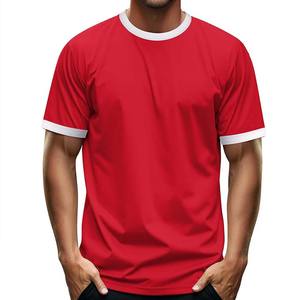 Camisetas Lisas de Algodón Peinado 100% con Cuello Redondo y Manga Vintage para Hombre - Product Image 4