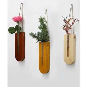 Jarrón de Piso de Madera Estilo Bambú, Cilindro Decorativo Grande para Flores Secas y Hierbas, Decoración Moderna para el Hogar - Product Image 3