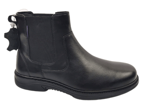 Botas Chelsea Negras para Hombre, Parte Superior de Cuero Genuino, Lateral Elástico, Punta Redonda, Suela de Goma Impermeable, Botas de Tobillo para Todas las Temporadas - Product Image 1