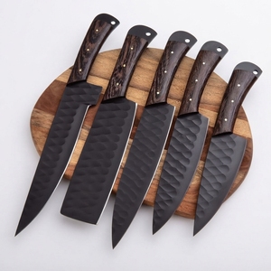 Ensemble de 5 couteaux de cuisine en acier inoxydable avec revêtement en poudre, manche en bois de wengé, lames à pointe tombante, couteaux de chef forgés - Product Image 6