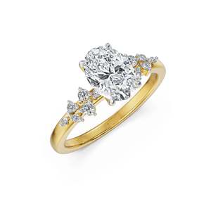 Anillo de Compromiso Ovalado de Moissanita con Piedras Laterales Florales, Bañado en Oro, Engaste Pavé, Anillo de Boda Nupcial de Lujo para Mujer, Ideal para Regalo o Fiesta - Product Image 3