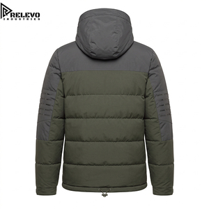 High Quality Custom <b>Waterproof</b> Insulated Puffer <b>Jacket</b>, Men Heavy Duty Winter Coat in Olive and <b>Grey</b> with Pockets - Product Image 2
