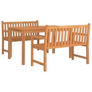 Ensemble de salle à manger de jardin en teck massif 3 pièces pour usage extérieur - Product Image 3