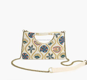 Bolsos de mano de algodón duradero con cuentas, hechos a mano, de diseño bohemio para mujer, estilo indio, para San Valentín, para la noche, compras o fiestas. - Product Image 1