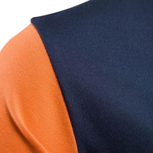 Men's Color Blocked Short Sleeve <b>Polo</b> Shirt Geometric Design Knitted Casual Style Navy <b>Orange</b> White Regular Fit - Product Image 6