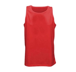 Débardeur pour homme en couleur unie, à séchage rapide, col rond, vêtement décontracté, 100% polyester, tricoté, sans manches, vert avec bordure bleue - Product Image 4