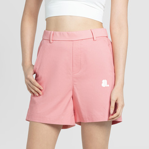 Shorts de Mujer Rosa de Cintura Alta con Bolsillos, Corte Regular, Tela Oxford Informal, Transpirable, Cierre de Botones, Estampado Floral, Ecológico, Lavado - Product Image 1