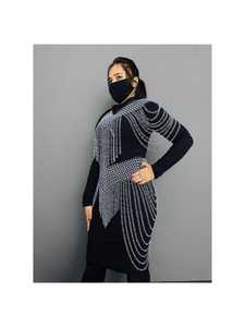Ensemble haut et jupe en maille métallique moderne plaqué argent, tenue de costume et d'armure tendance pour homme - Product Image 5
