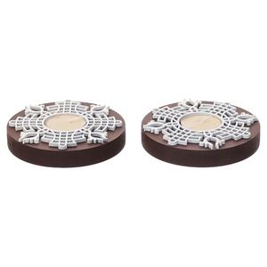 Haute qualité en bois Floral bloc impression chauffe-plat bougeoirs décoratifs Diya est pour la maison décor de noël articles de Table - Product Image 2