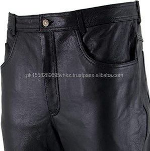 High Quality Men Genuine Real Leather Biker Pants Slim Fit Motorcycle Racing <b>Trousers</b> Black OEM Wholesale Supply - Product Image 5