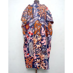 Vestido Túnica Largo Tejido para Mujer, Color Negro y Blanco, Estilo Dulce y Elegante, Ropa de Playa, Kaftán de Algodón Orgánico con Estampado Floral, para Verano - Product Image 4