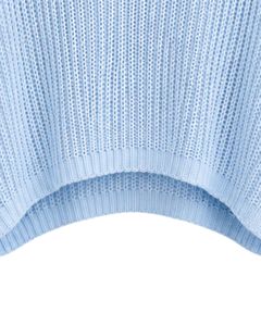 Pull court tricoté ample bleu ciel pour femme, manches courtes, léger et respirant, idéal pour l'été, style décontracté et tendance - Product Image 5