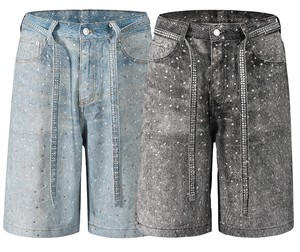Shorts en jean délavé taille haute coupe droite décontracté été coton pour homme - Product Image 6