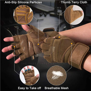 Gants de fitness demi-doigts en néoprène personnalisés avec sangle de poignet réglable, paume souple et tissu ventilé pour une performance supérieure en musculation - Product Image 6
