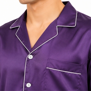 Traje de Dormir de Satén para Hombre, Ropa de Dormir de Lujo, Corte Relajado, Cómodo, Ligero, Estilo Moderno - Product Image 6