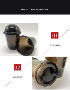 Vaso de Plástico Negro Desechable YAMAT de 12 oz, 14 oz, 16 oz, Vaso de Plástico Negro en Forma de U, Vaso para Té de Burbujas con Tapa y Logotipo Personalizado - Product Image 6