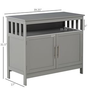Gray 2-Level Cabinet Wooden <b>Buffet</b> Console <b>Table</b> with Open Shelf for Kitchen Dining Room Villa Wine Cellar Living Room Storage - Product Image 3