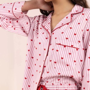 Women's Pink Plus Size Pajama Set <b>Long</b> Sleeve Round Neck Full Length Classic Sleepwear Soft 100% Cotton - Product Image 4