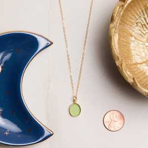 Élégant Pendentif Ovale Vintage en Peridote et Quartz, Pierre de Naissance d'Août, Collier Délicat en Argent 925, Cadeau de Fiançailles - Product Image 6