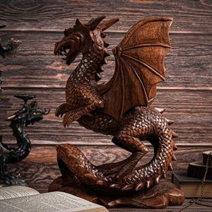 Escultura de Dragón Hecha a Mano en Madera Dura, Figura de Dragón de Madera Premium para Regalos, Obra de Arte Tradicional de Tallado en Madera de Dragón - Product Image 5