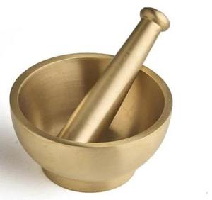 Mortero y Pilón de Latón Rústico Hecho a Mano, Ecológico, para Hierbas y Especias, Herramienta de Boticario para Especias, Medicamentos y Uso Ayurvédico - Product Image 2