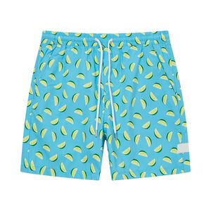 Nuevos Shorts de Baño de Secado Rápido con Estampado de Hojas Azules, Cordón Ajustable, Casuales, de Longitud Corta, Cintura Media, de Poliéster - Product Image 6