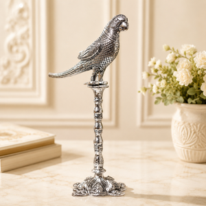 Traditional Hand Engraved Art Deco Silver Polished <b>Bird</b> Pillar Showpiece Elegant <b>Decorative</b> Metal Animal Figurine for Office - Product Image 4