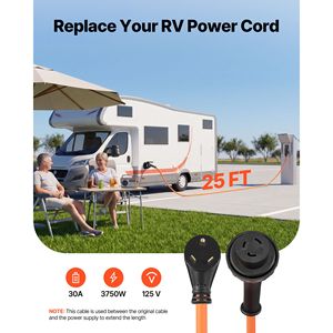 Cavo di Alimentazione per Camper 30 Amp 25 Piedi Resistente 125V 3750W Calibro 10/3 STW NEMA TT-30P a L5-30R con Blocco a Torsione - Product Image 2