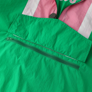 Chaqueta Cortavientos AKA Tri Color con Media Cremallera, Tallas Grandes, Rosa, Verde y Blanco, Sudadera con Capucha, Anorak Impermeable y Ligero - Product Image 3
