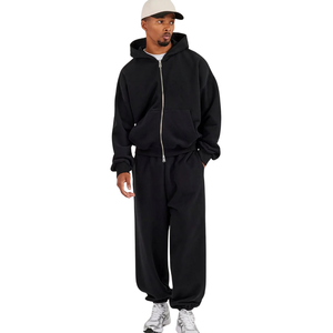 Men's Two Piece Hooded Tracksuit Full Zip Sweatshirt Pockets Drawstring Waist Cuffed Ankle <b>Trousers</b> Relaxed Casual Lounge Outfit - Product Image 4