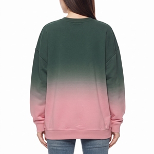 Sweat-shirt dégradé ombré pour femme, deux tons, en molleton de coton brossé, col rond, manches longues, pull décontracté et chaud - Product Image 6