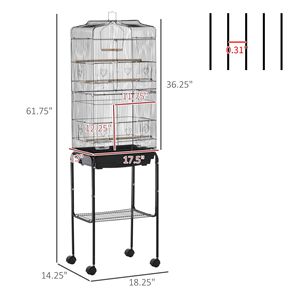 Grande Gabbia per Allevamento in Metallo con Supporto su Ruote, Cesto Portaoggetti e Accessori (XL) - Product Image 3