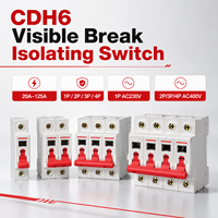 Interrupteur d'isolement visible CDH6 1P 2P 3P 4P 20A-125A AC230V 400V 35mm Rail DIN, interrupteur-sectionneur de charge