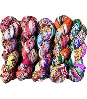 Rubans en soie de sari imprimés de haute qualité, disponibles en pelotes de 100 grammes, adaptés au tricot, au tissage, aux magasins de fils et de fibres