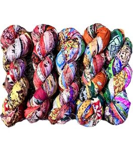 Hilo de Seda de Sari Estampado de Alta Calidad Disponible en Paquetes de 100 Gramos, Adecuado para Tejido, Hilado y Tiendas de Fibra - Product Image 3