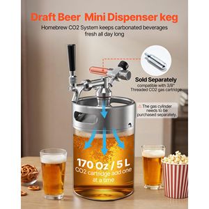 Sistema de dispensación de cerveza presurizado tipo Growler de 5L/10L (170oz) con kit de acero inoxidable 304, regulador de CO2 y grifo de cierre automático - Product Image 4