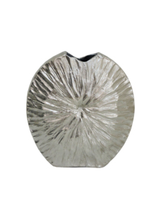 Florero Moderno de Acero Inoxidable Plateado, Florero Redondo Texturizado para Mesa, Centro de Mesa Artístico para Sala de Estar - Product Image 2