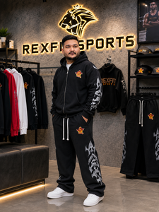 กางเกงจ็อกเกอร์ทรงโอเวอร์ไซส์ Rexfit Sports สไตล์สตรีทแวร์ ชุดวอร์มปักลายพร้อมลายพิมพ์ข้างขา ขายส่งชุดกีฬา - Product Image 2