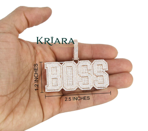 จี้รูปตัวอักษร BOSS ชุบทองคำขาว 925 ประดับเพชรเลี้ยงในห้องปฏิบัติการ สไตล์ฮิปฮอป สำหรับทุกเพศ - Product Image 3