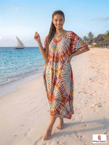 Printed <b>Kaftan</b> Dress Women Loose Fit Beach Cover Up Soft Fabric <b>Summer</b> Wear Elegant Style Bulk Manufacturing Wholesale Supply - Product Image 4