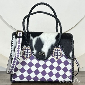 Sac fourre-tout vintage de luxe haut de gamme en cuir de vachette véritable à motif damier, nouvelle collection 2026 – Sacs à main élégants pour femmes, portés épaule et croisé - Product Image 1