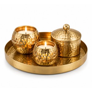 Juego de Velas Corporativas de Latón Martillado |   Artesanía al por mayor de la India - Product Image 1
